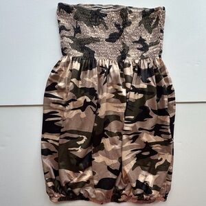 Camo print strapless‎ top elastic top and bottom women’s 2X